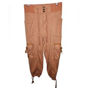 Free People Small Petite Clay Cargo Joggers Utility Sweatpants Boho Lounge